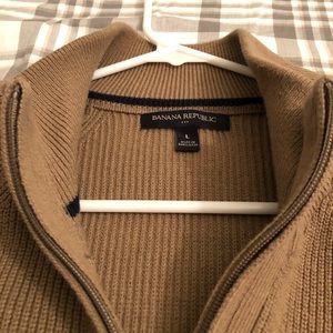 Banana Republic ribbed mock turtleneck full zip sweater